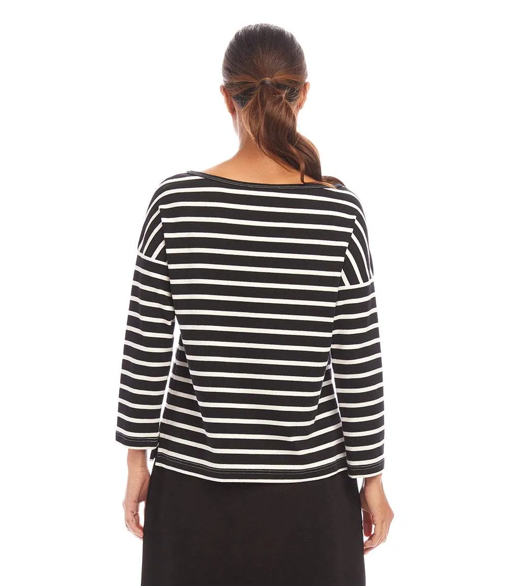 Stripe 3/4 Sleeve Boatneck Top sold by Karen Kane product image thumbnail 4