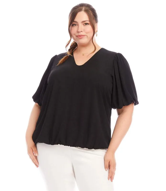 Plus Size Puff Sleeve Top sold by Karen Kane