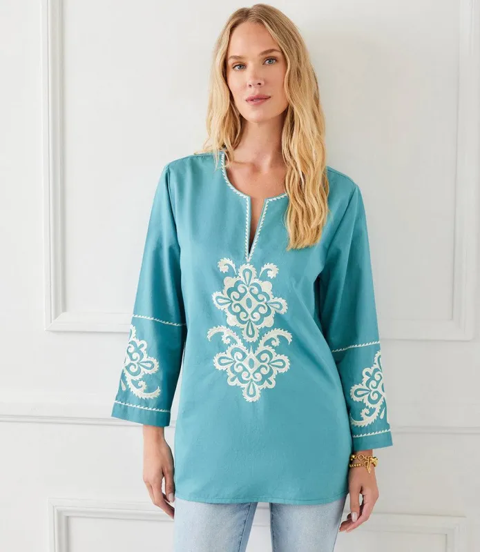 3/4 Sleeve Embroidered Tunic sold by Karen Kane
