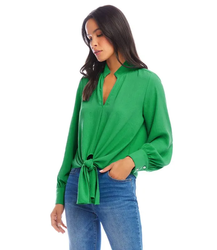 Long Sleeve Tie-Front Top made by Karen Kane