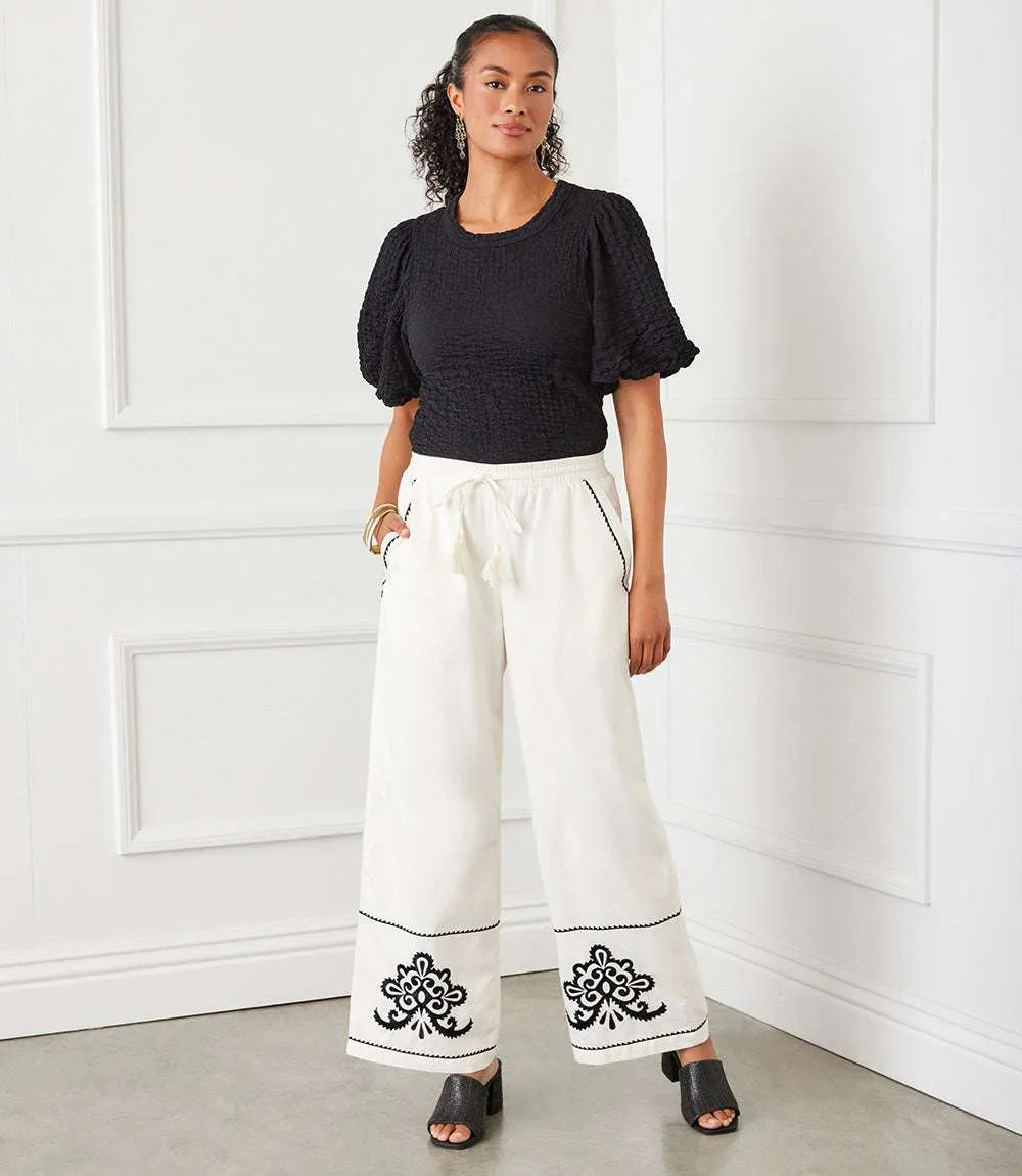 Embroidered Drawstring Ankle Pants sold by Karen Kane product image thumbnail 5