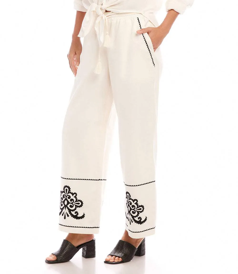 Embroidered Drawstring Ankle Pants sold by Karen Kane product image thumbnail 3