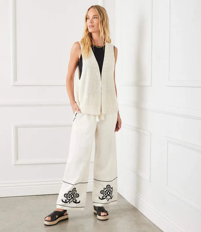 Embroidered Drawstring Ankle Pants sold by Karen Kane