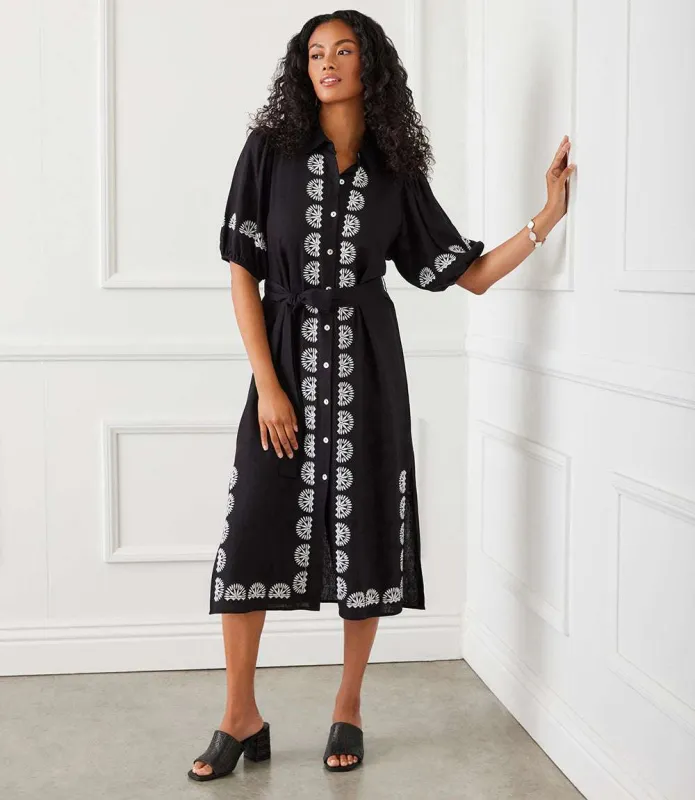 Puff Sleeve Embroidered Shirtdress made by Karen Kane