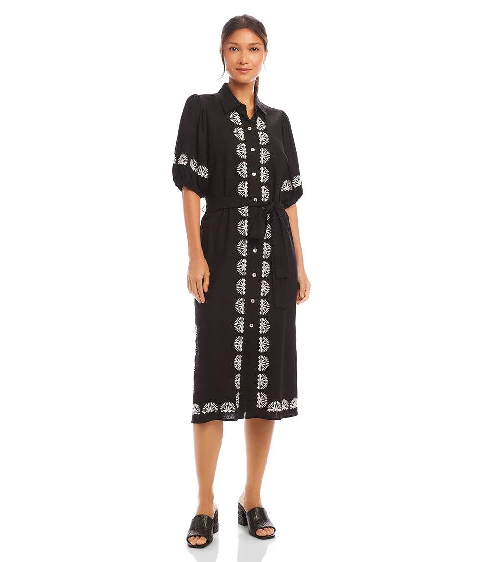 Puff Sleeve Embroidered Shirtdress sold by Karen Kane product image thumbnail 4
