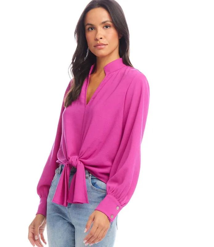 Long Sleeve Tie-Front Top made by Karen Kane