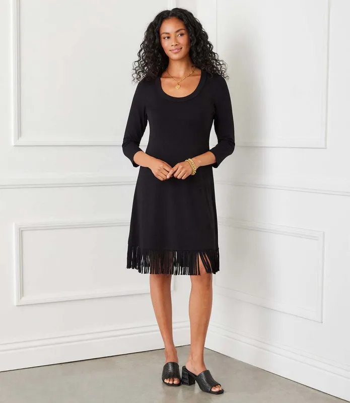3/4 Sleeve Fringe Hem Dress sold by Karen Kane