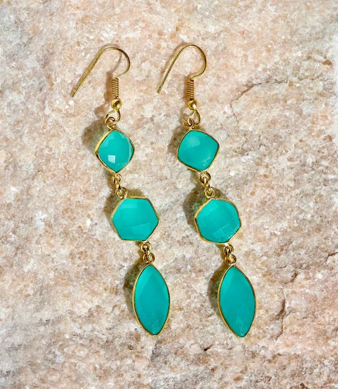 Triple Gemstone Earrings sold by Karen Kane