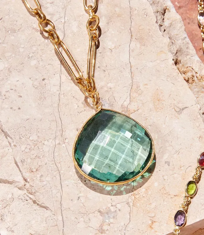 Aqua Quartz Pendant Necklace made by Karen Kane