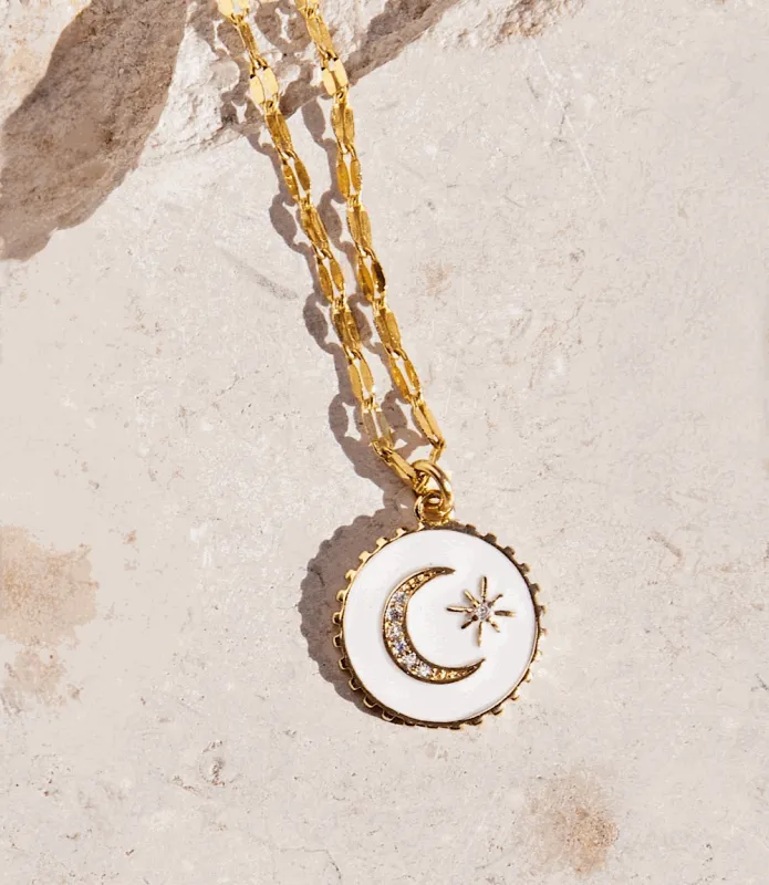 Enamel Moon and Star Necklace sold by Karen Kane