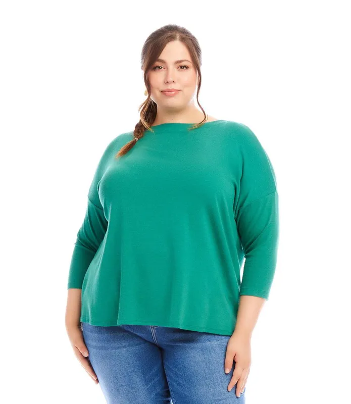 Plus Size 3/4 Sleeve Boatneck Top sold by Karen Kane
