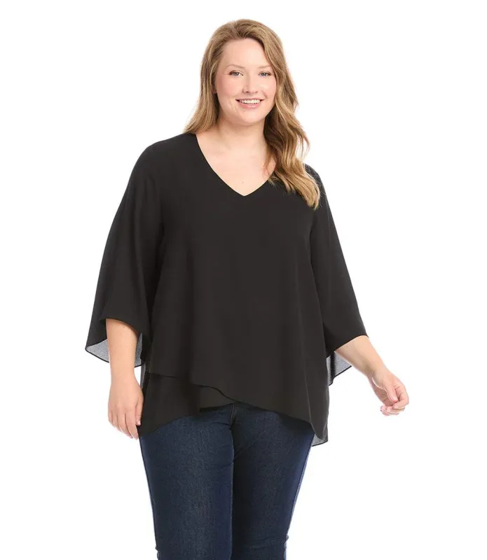 Plus Size Bracelet Sleeve Asymmetric Top sold by Karen Kane