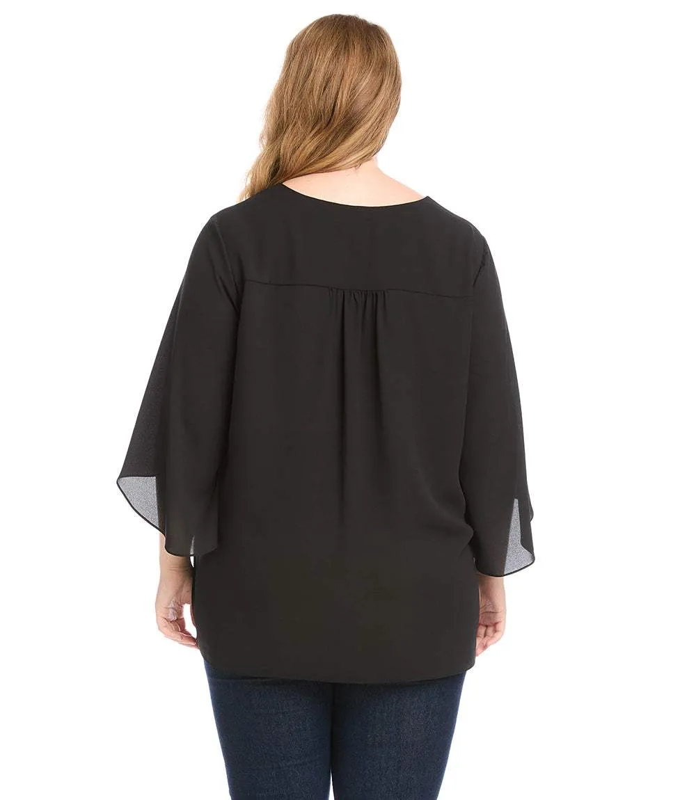 Plus Size Bracelet Sleeve Asymmetric Top sold by Karen Kane product image thumbnail 3