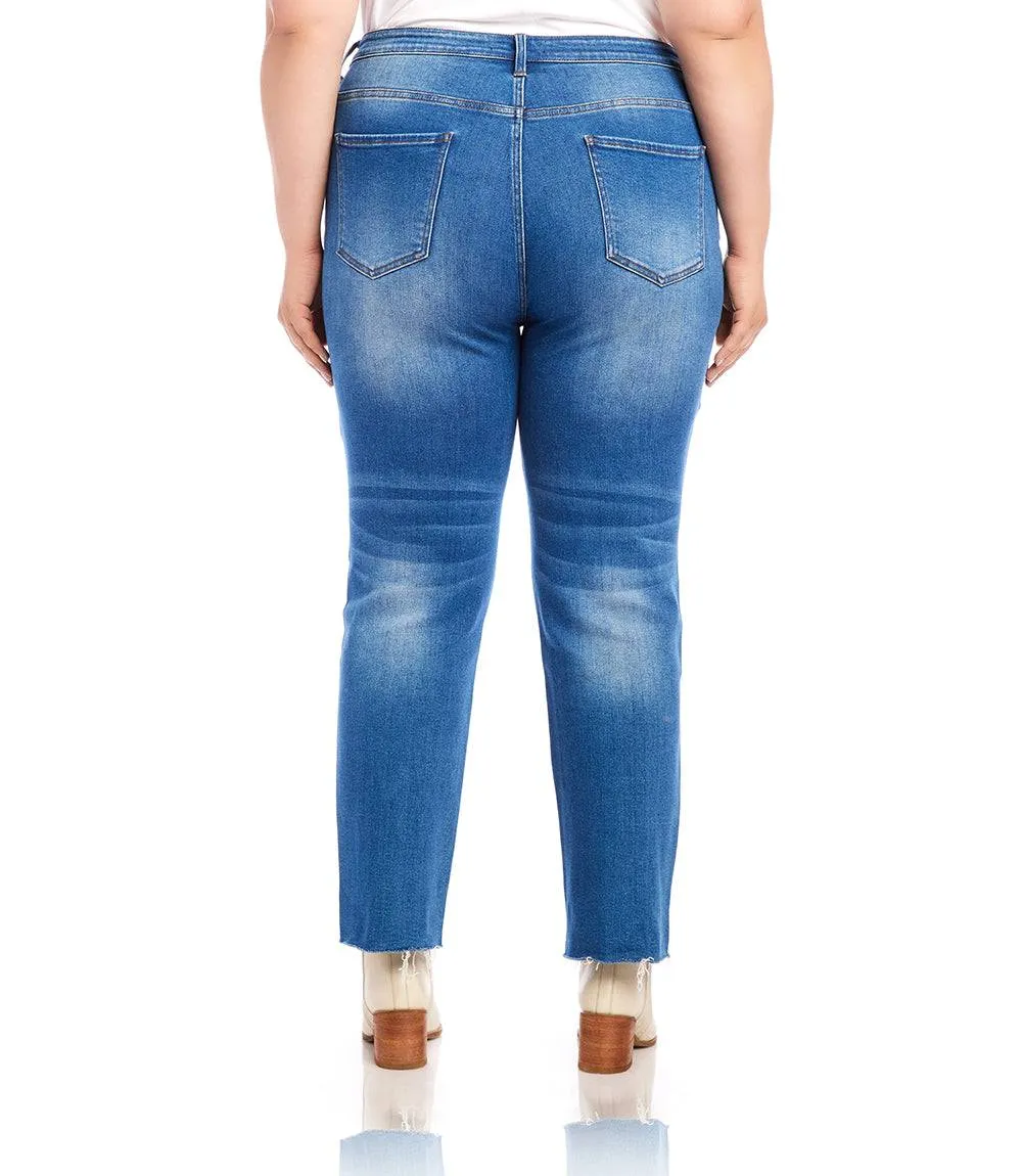Plus Size Raw Hem Straight Jeans sold by Karen Kane product image thumbnail 3