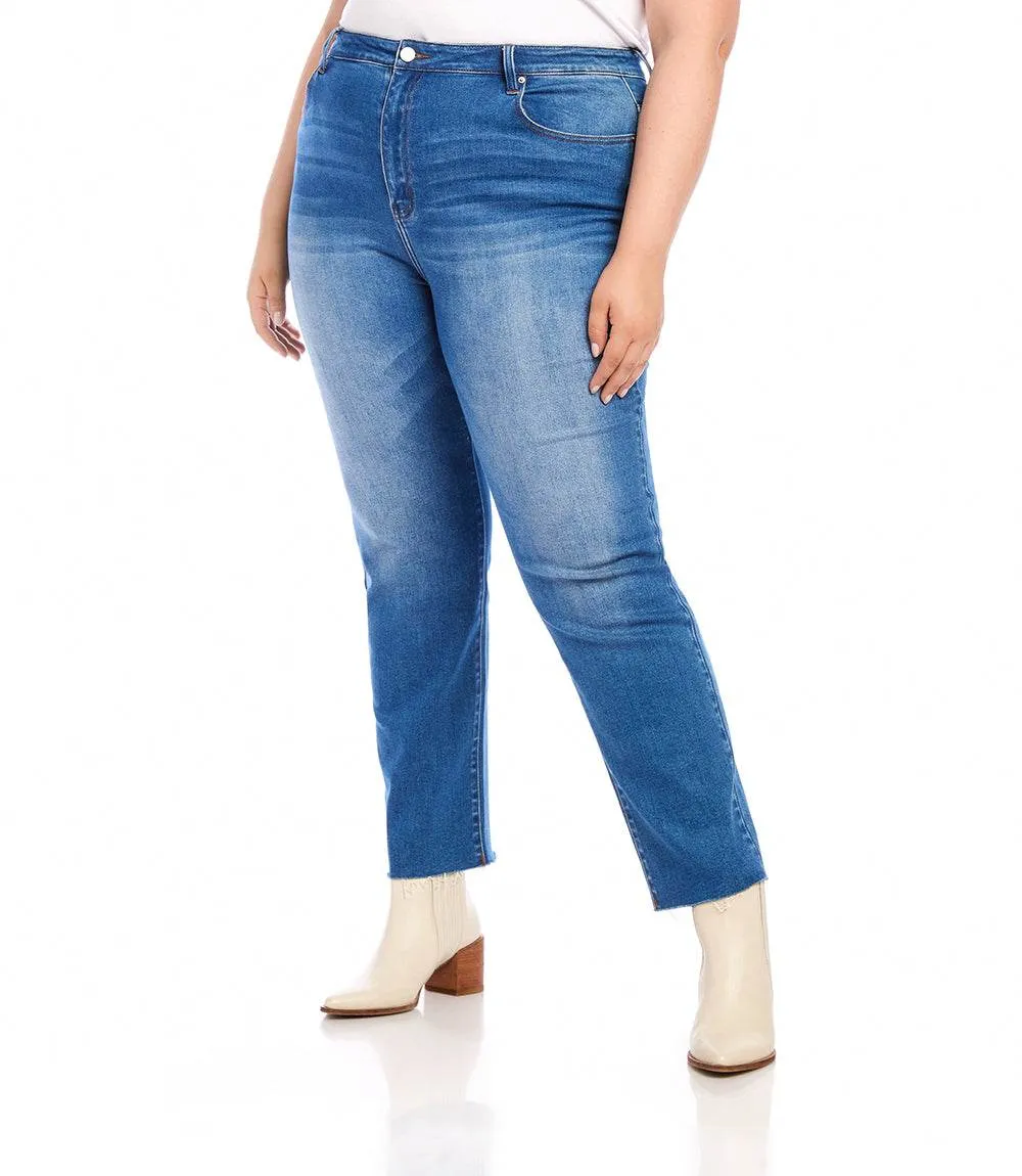Plus Size Raw Hem Straight Jeans sold by Karen Kane product image thumbnail 2