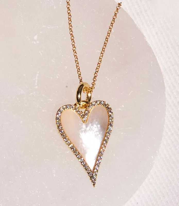 Pavé Mother Of Pearl Heart Necklace sold by Karen Kane