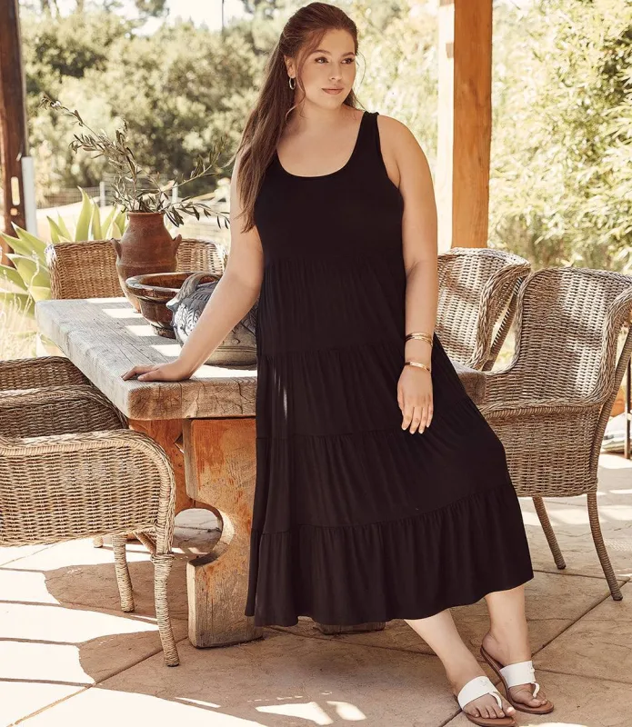 Plus Size Tiered Midi Dress made by Karen Kane
