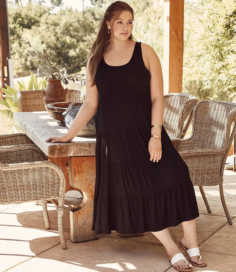 Plus Size Tiered Midi Dress sold by Karen Kane