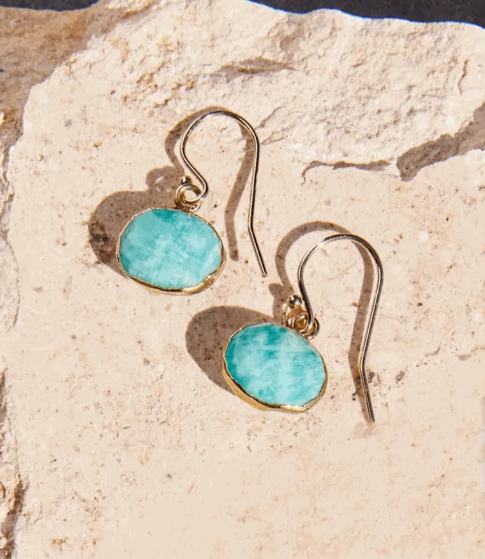 Amazonite Stone Earrings made by Karen Kane