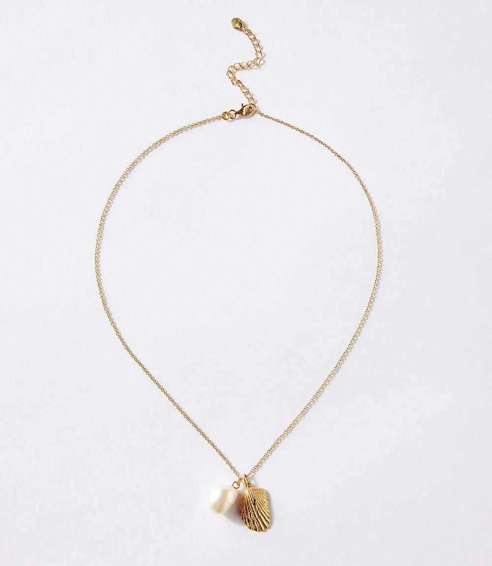 Gold Plated Shell And Pearl Necklace sold by Karen Kane product image thumbnail 4