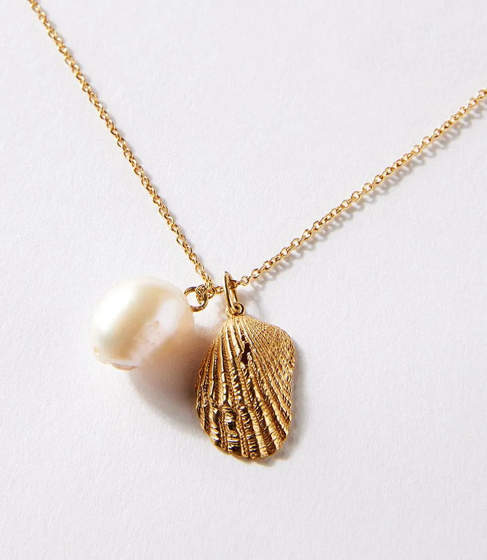Gold Plated Shell And Pearl Necklace sold by Karen Kane product image thumbnail 3