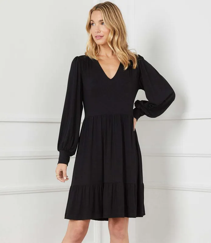 Petite Size Long Sleeve Tiered Dress made by Karen Kane