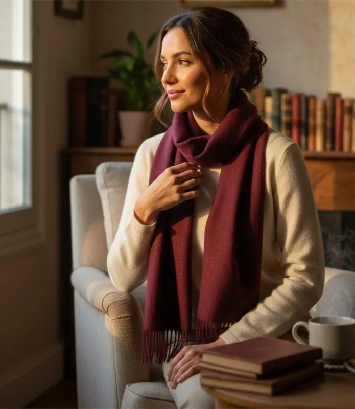 Merino Wool Fringed Scarf sold by Karen Kane