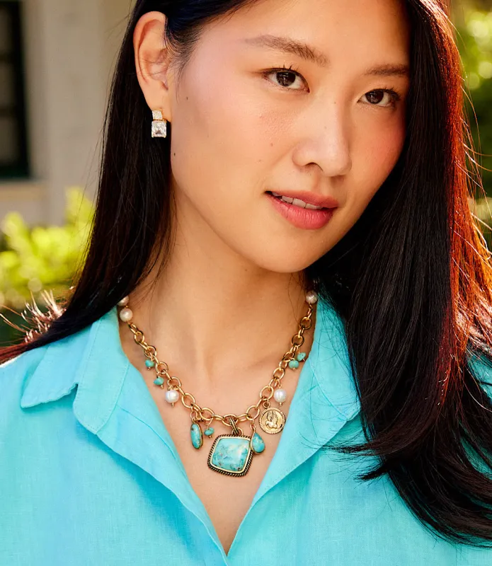 Blue Turquoise And Pearl Necklace sold by Karen Kane