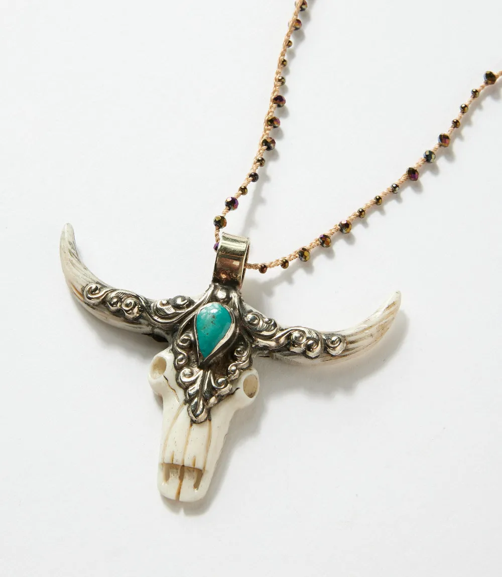 Sterling Silver Longhorn Carved Bone Necklace sold by Karen Kane product image thumbnail 2