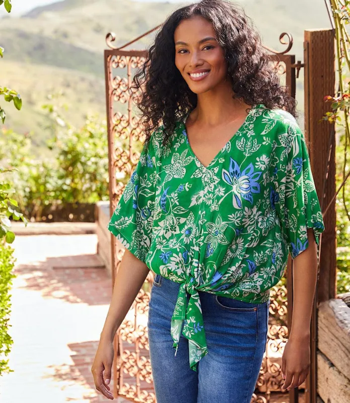 Short Sleeve Tie-Front Top made by Karen Kane