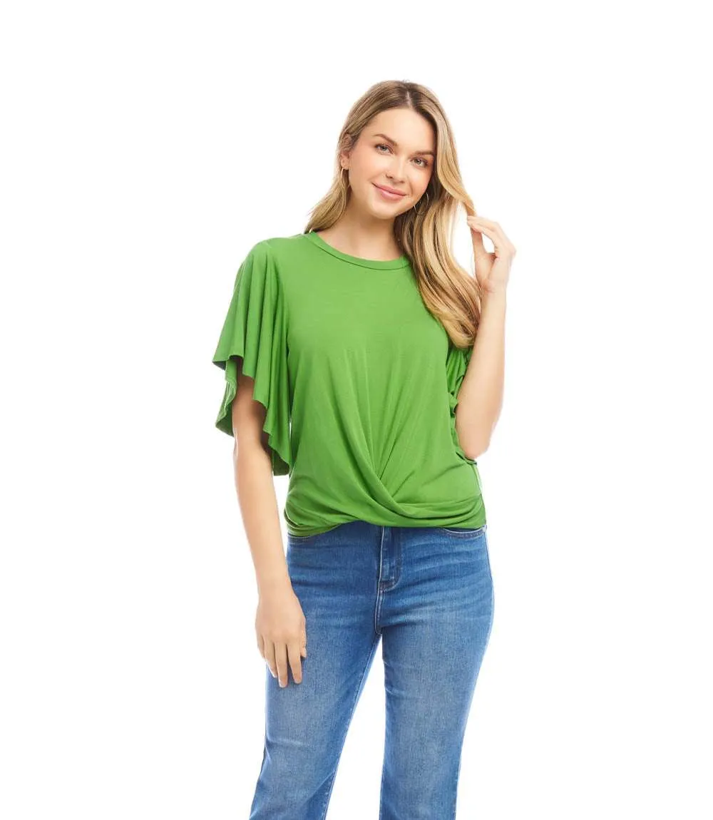 Petite Size Flutter Sleeve Drape Front Top sold by Karen Kane product image thumbnail 2