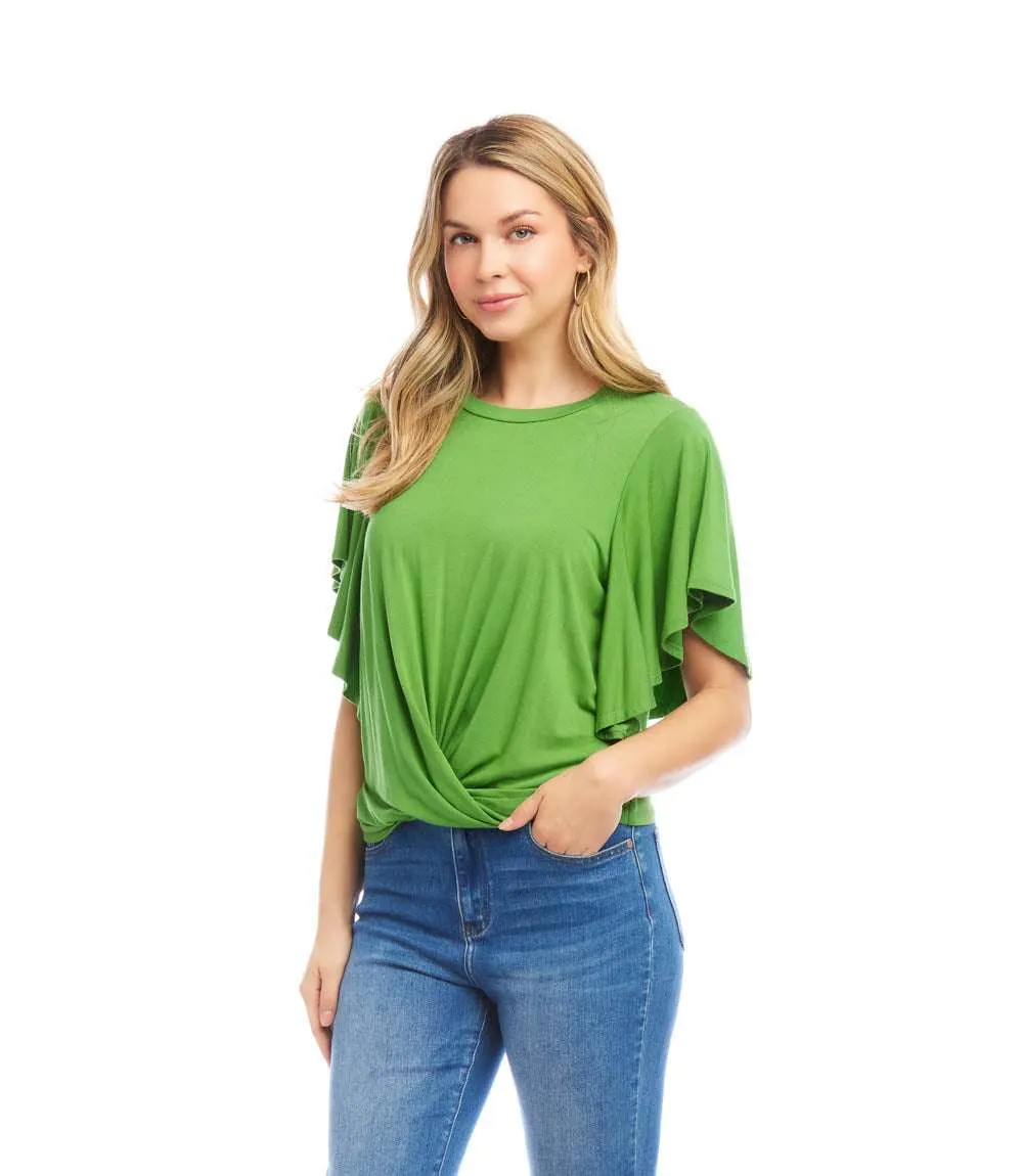 Petite Size Flutter Sleeve Drape Front Top sold by Karen Kane product image thumbnail 3