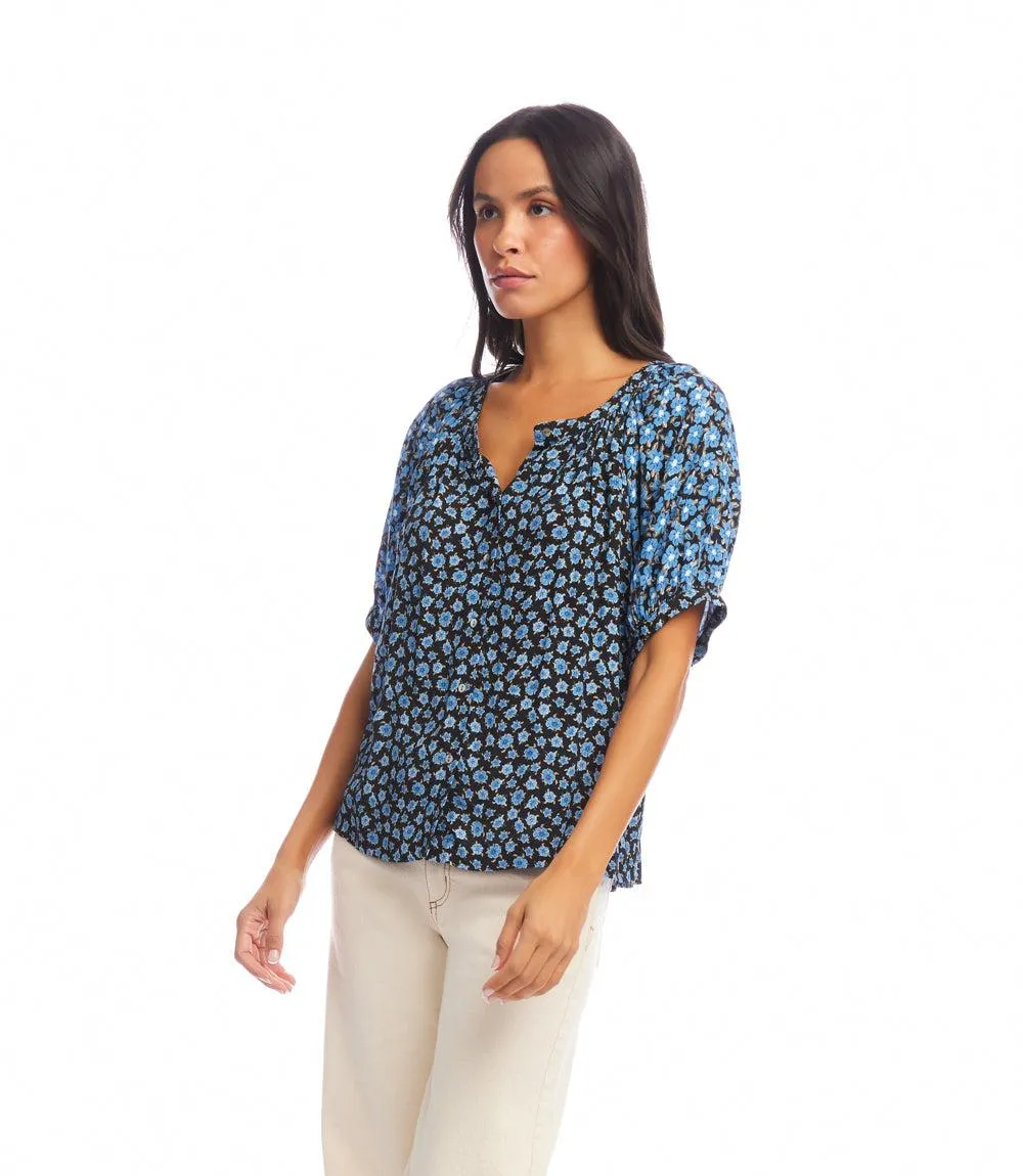 Contrast Short Sleeve Peasant Top sold by Karen Kane product image thumbnail 2