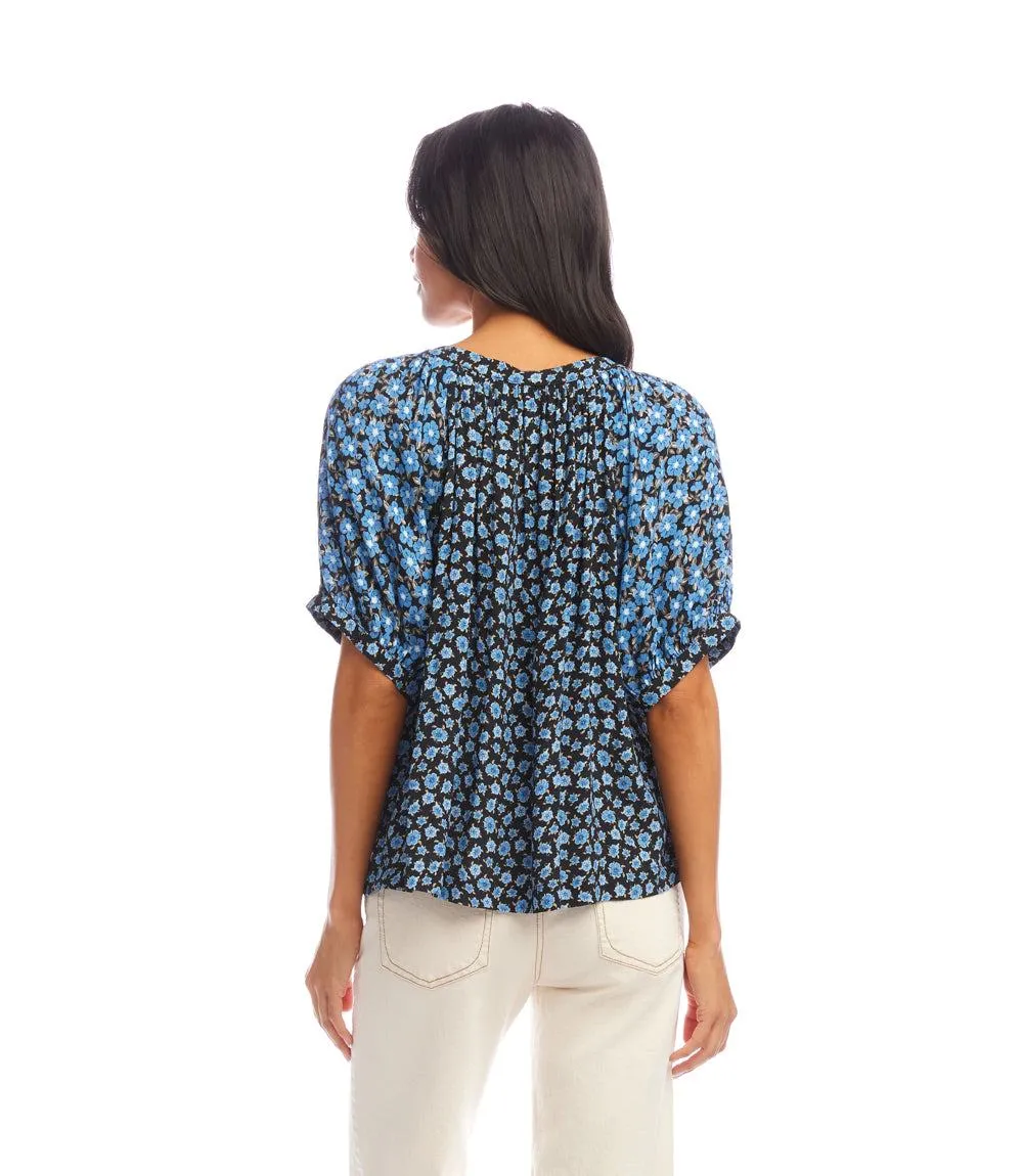 Contrast Short Sleeve Peasant Top sold by Karen Kane product image thumbnail 3