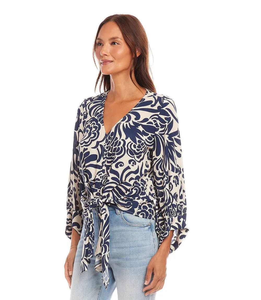 Petite Size Blouson Sleeve Tie Front Top sold by Karen Kane product image thumbnail 4