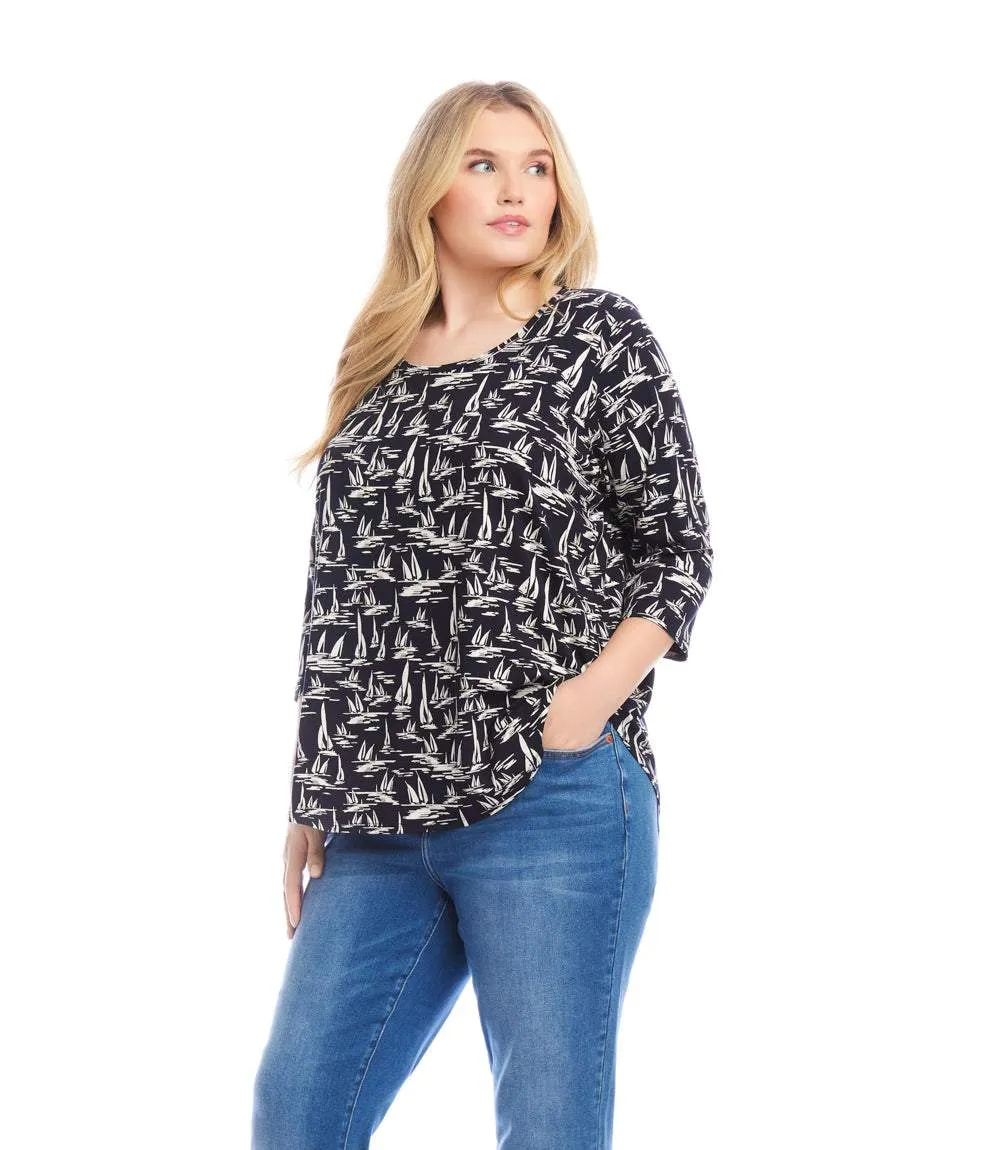 Plus Size 3/4 Sleeve Shirttail Top sold by Karen Kane product image thumbnail 2