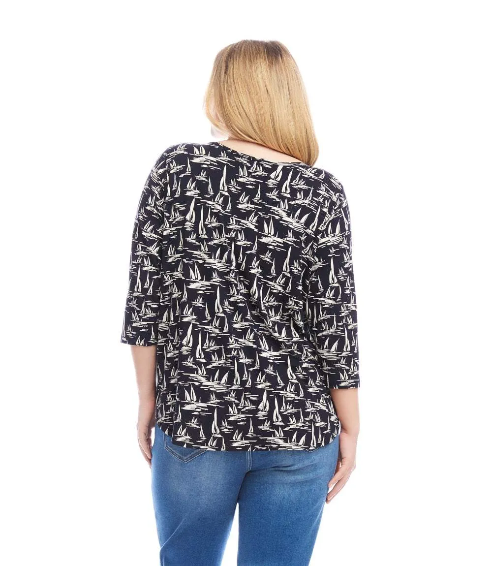 Plus Size 3/4 Sleeve Shirttail Top sold by Karen Kane product image thumbnail 3