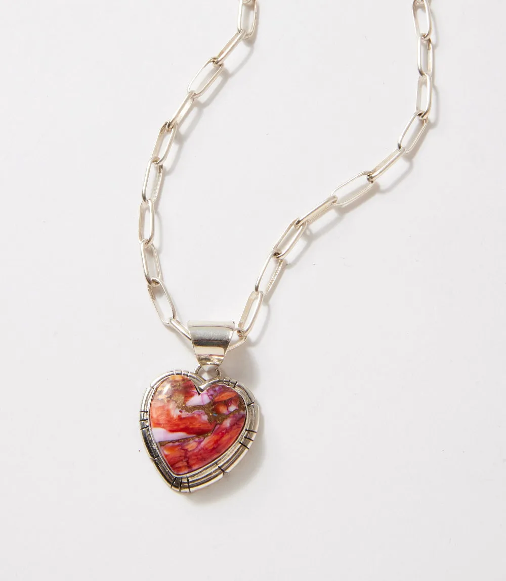 Pink Dahlia Stone Heart Necklace sold by Karen Kane