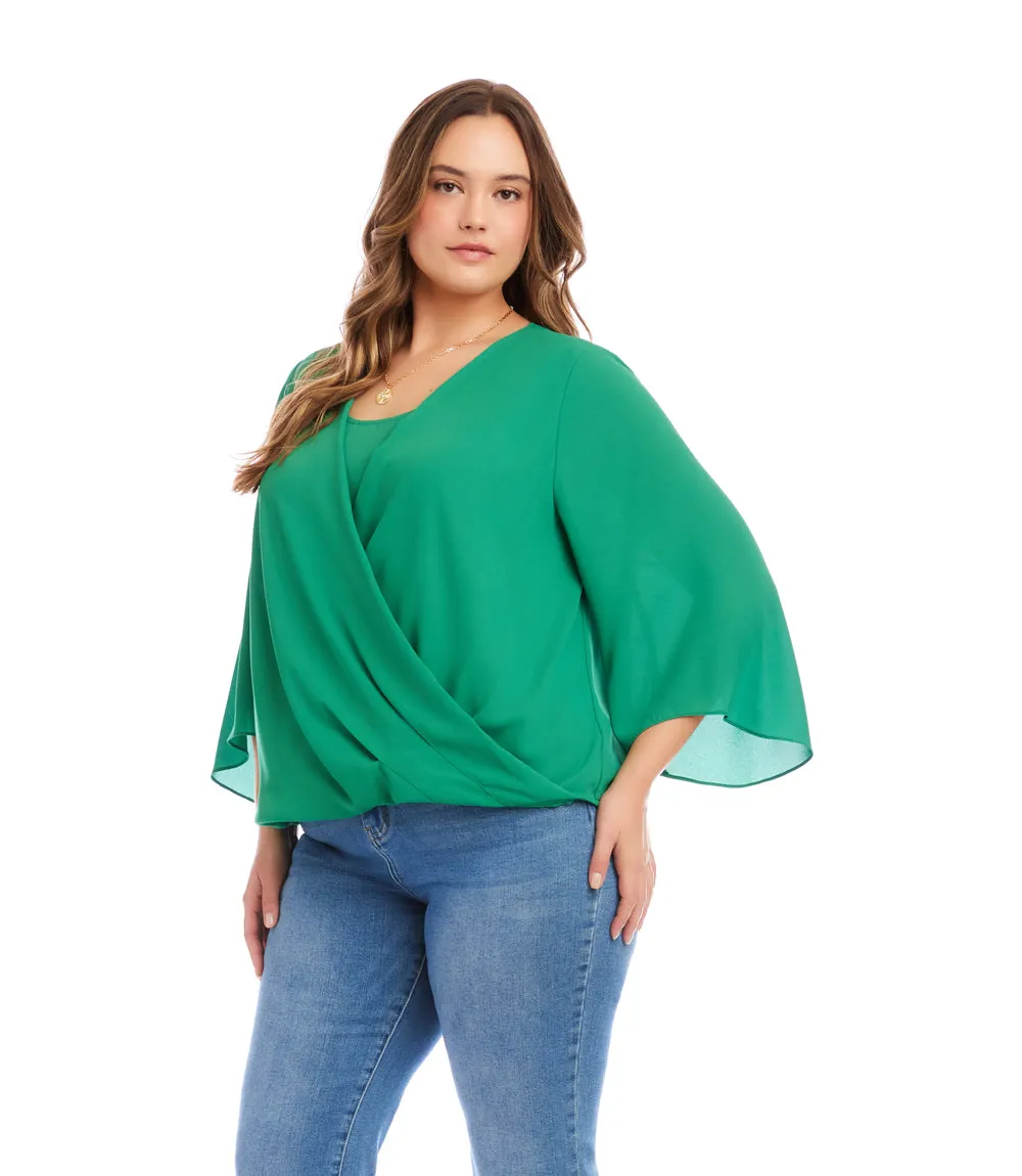 Plus Size Bracelet Sleeve Drape Front Crossover Top sold by Karen Kane product image thumbnail 2