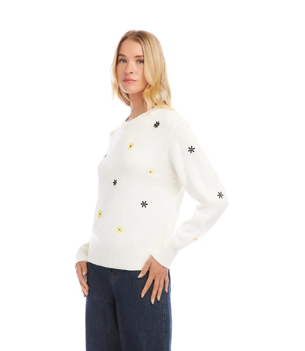 Embroidered Daisy Crewneck Sweater sold by Karen Kane product image thumbnail 3