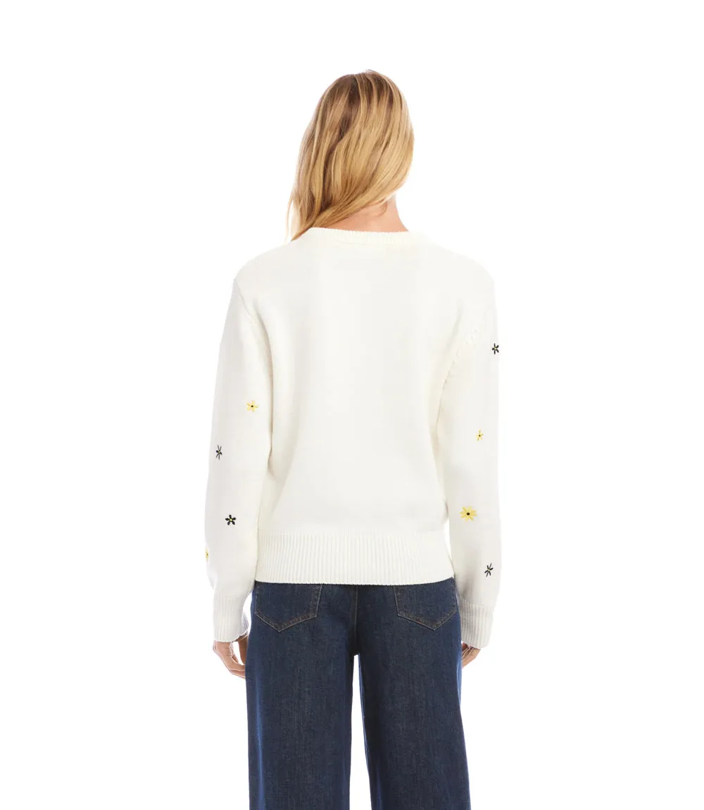 Embroidered Daisy Crewneck Sweater sold by Karen Kane product image thumbnail 4
