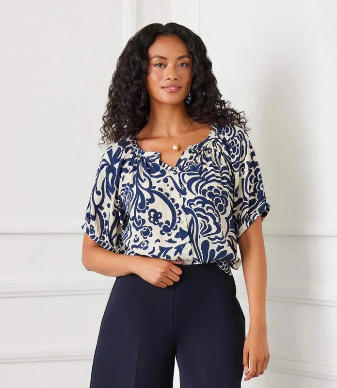 Short Sleeve Peasant Top sold by Karen Kane