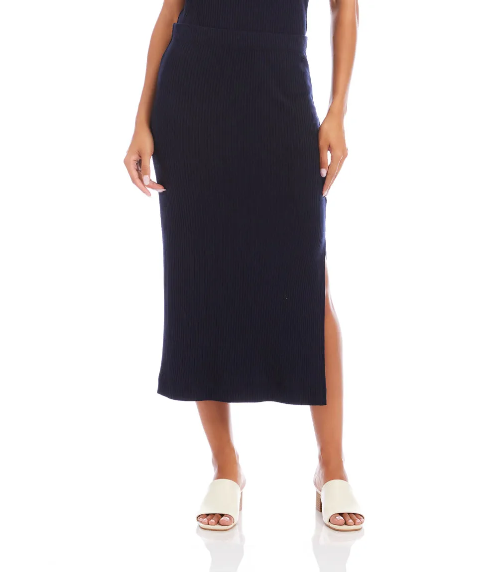 Ribbed Side-Slit Midi Skirt sold by Karen Kane product image thumbnail 3