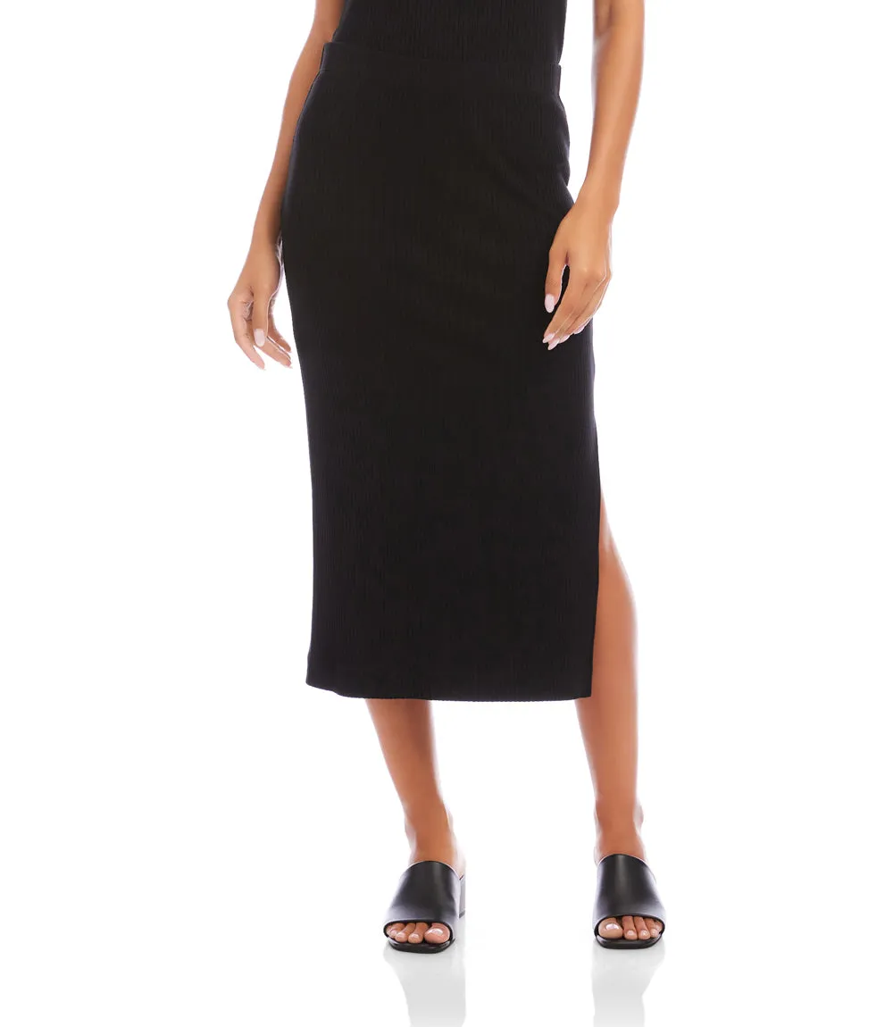 Ribbed Side-Slit Midi Skirt sold by Karen Kane product image thumbnail 2