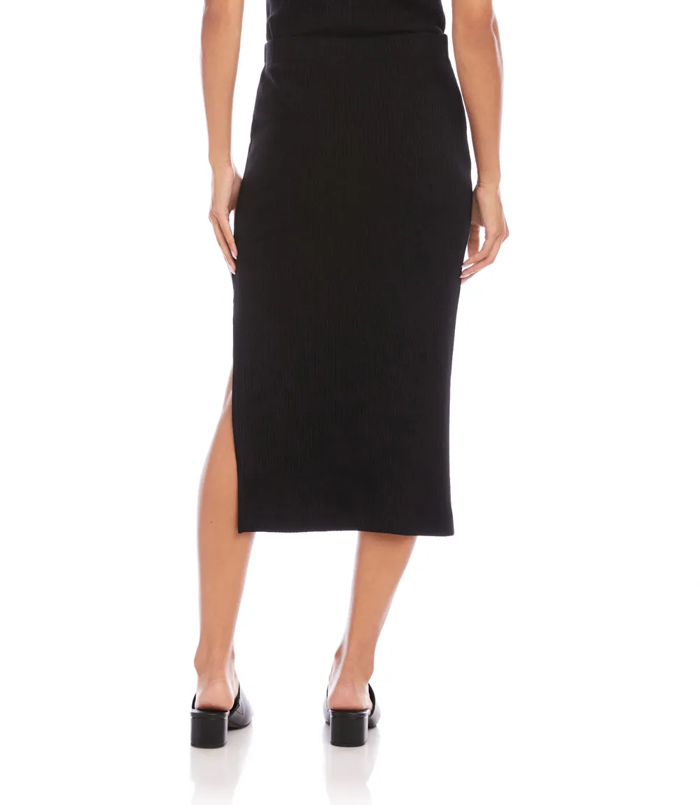 Ribbed Side-Slit Midi Skirt sold by Karen Kane product image thumbnail 4