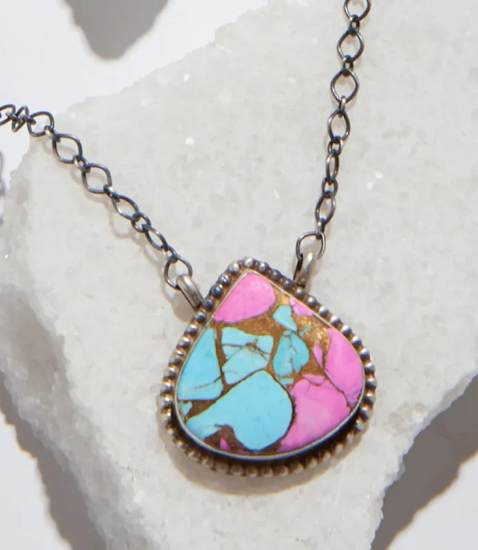 Cotton Candy Turquoise Teardrop Pendant Necklace made by Karen Kane