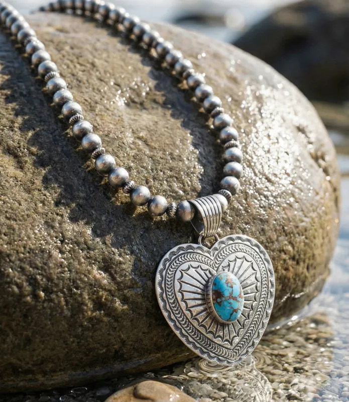 Golden Hill Turquoise Heart Pendant Necklace sold by Karen Kane
