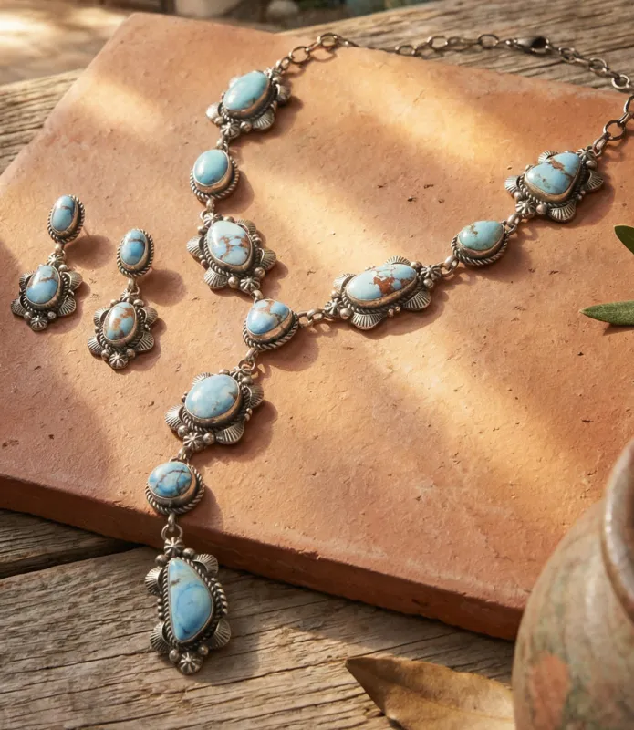 Golden Hill Turquoise Lariat Necklace And Earring Set sold by Karen Kane