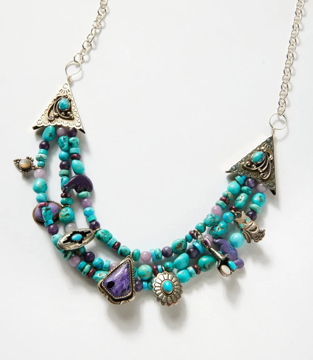 Vintage Turquoise & Amethyst Multistrand Necklace sold by Karen Kane product image thumbnail 2