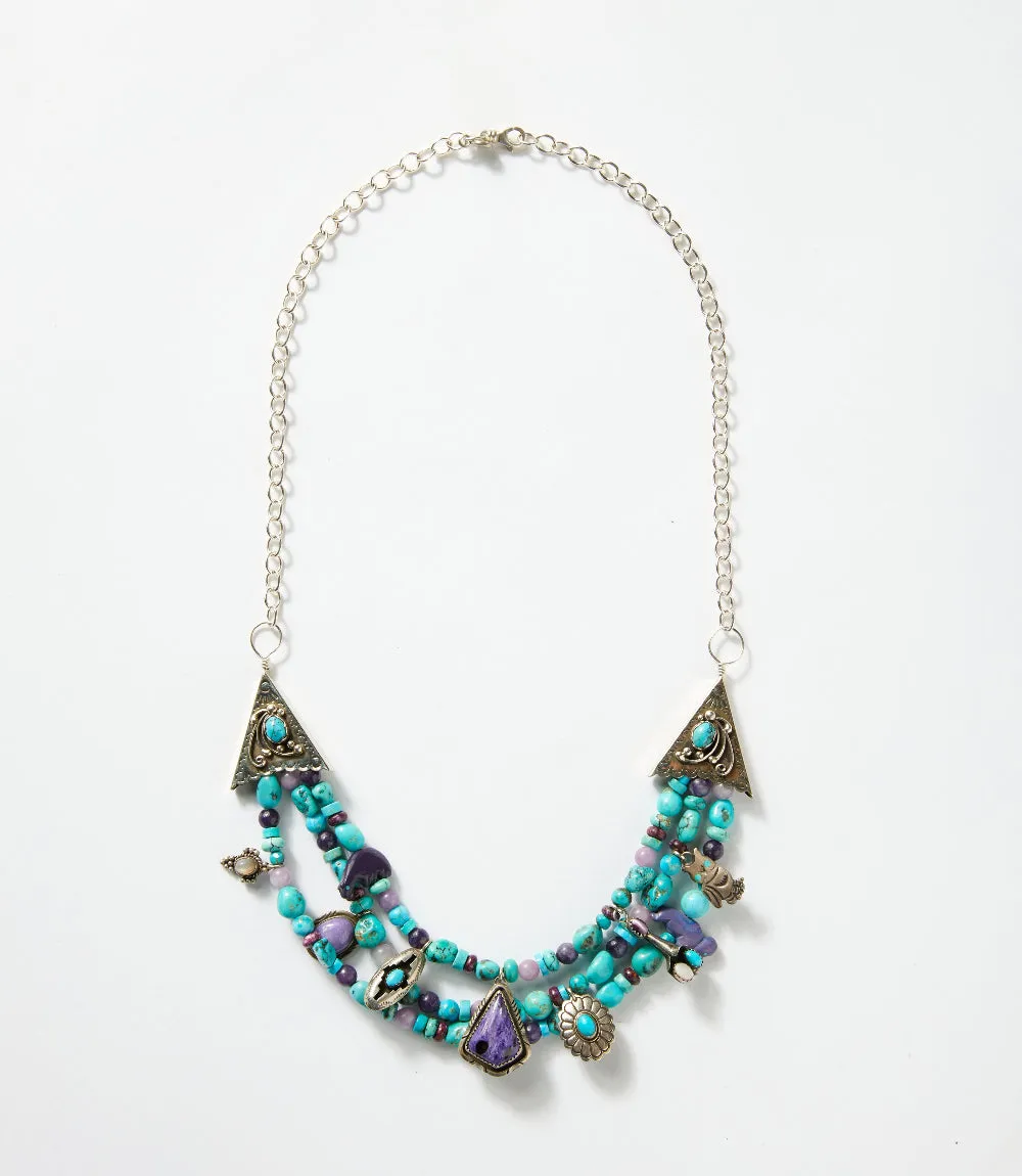 Vintage Turquoise & Amethyst Multistrand Necklace sold by Karen Kane product image thumbnail 3